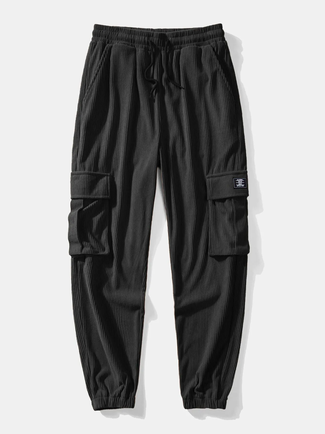 Ethnic Geometric Teddy Fleece Hoodie & Drawstring Corduroy Cargo Jogger Pants