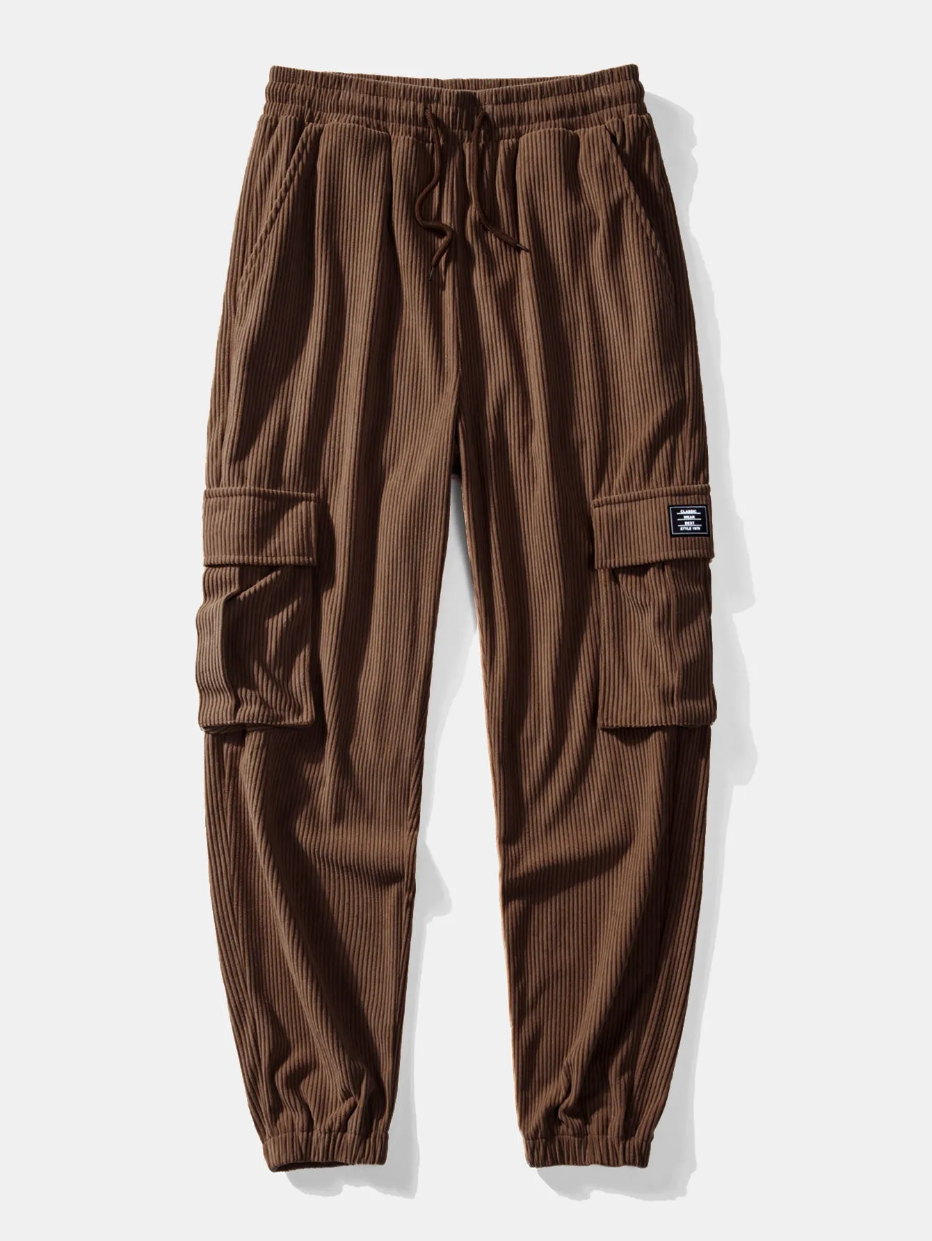 Ethnic Geometric Teddy Fleece Hoodie & Drawstring Corduroy Cargo Jogger Pants