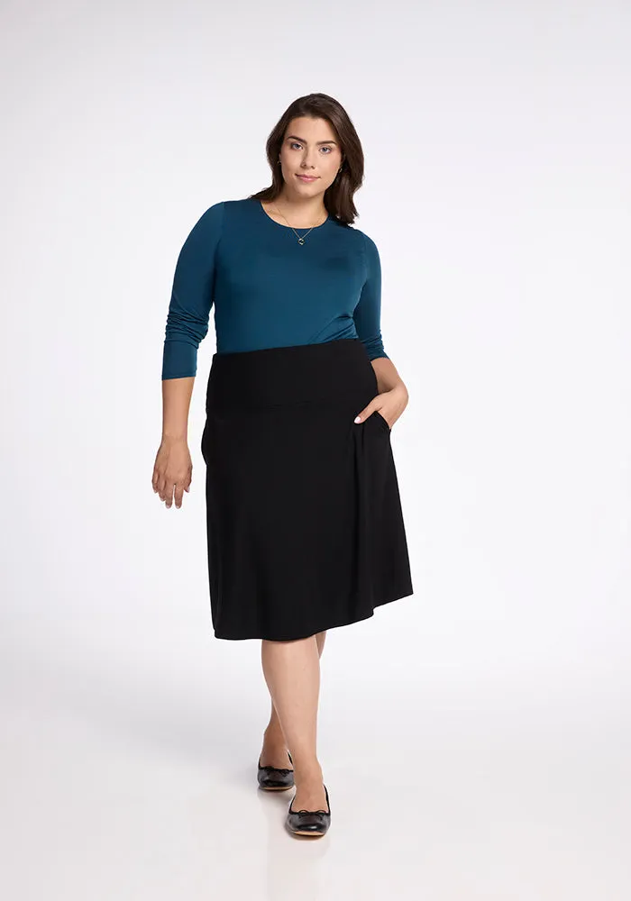 Marilyn Flowy Midi Skirt - Black