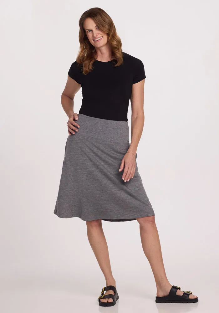 Marilyn Flowy Midi Skirt - Graphite Heather