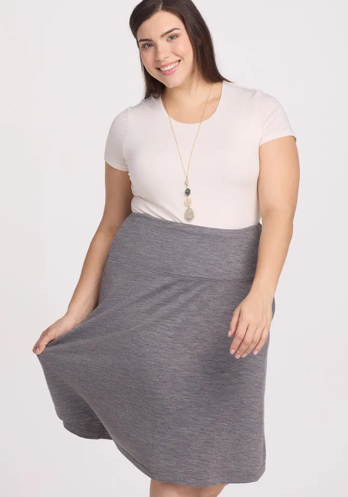 Marilyn Flowy Midi Skirt - Graphite Heather