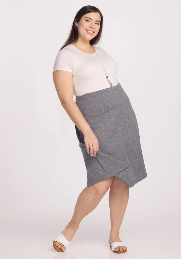 Marilyn Flowy Midi Skirt - Graphite Heather