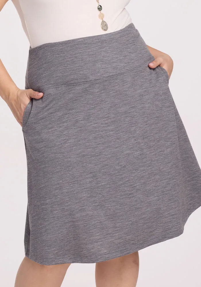 Marilyn Flowy Midi Skirt - Graphite Heather