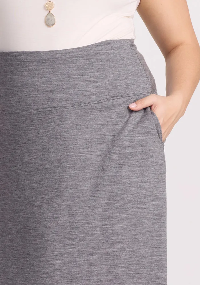 Marilyn Flowy Midi Skirt - Graphite Heather