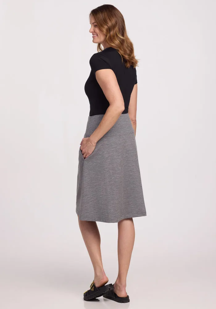 Marilyn Flowy Midi Skirt - Graphite Heather