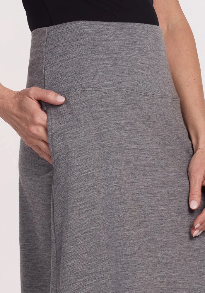 Marilyn Flowy Midi Skirt - Graphite Heather