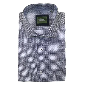 Rossini Navy Blue White Pattern LS Shirt
