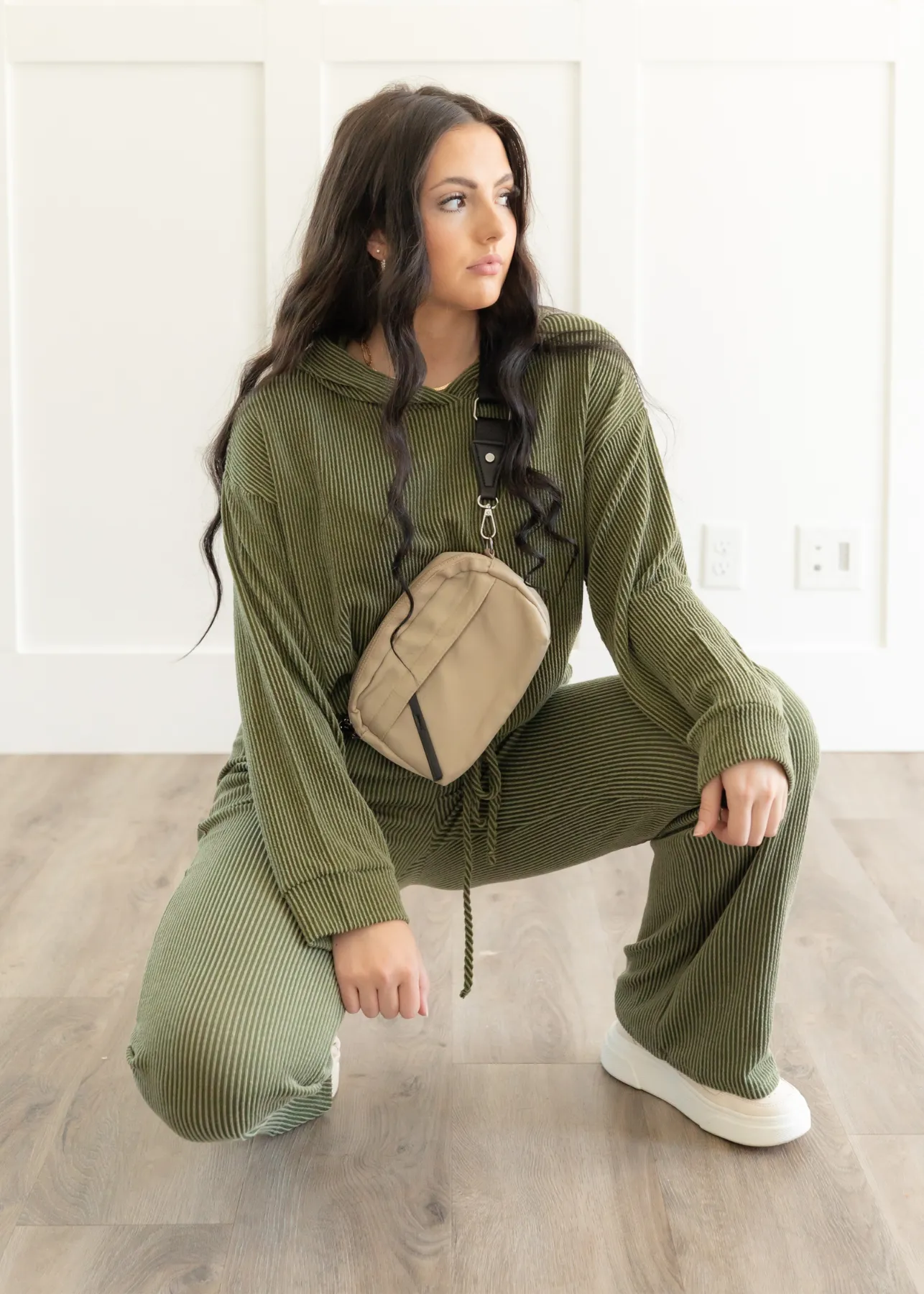 Tana Olive Ribbed Pants